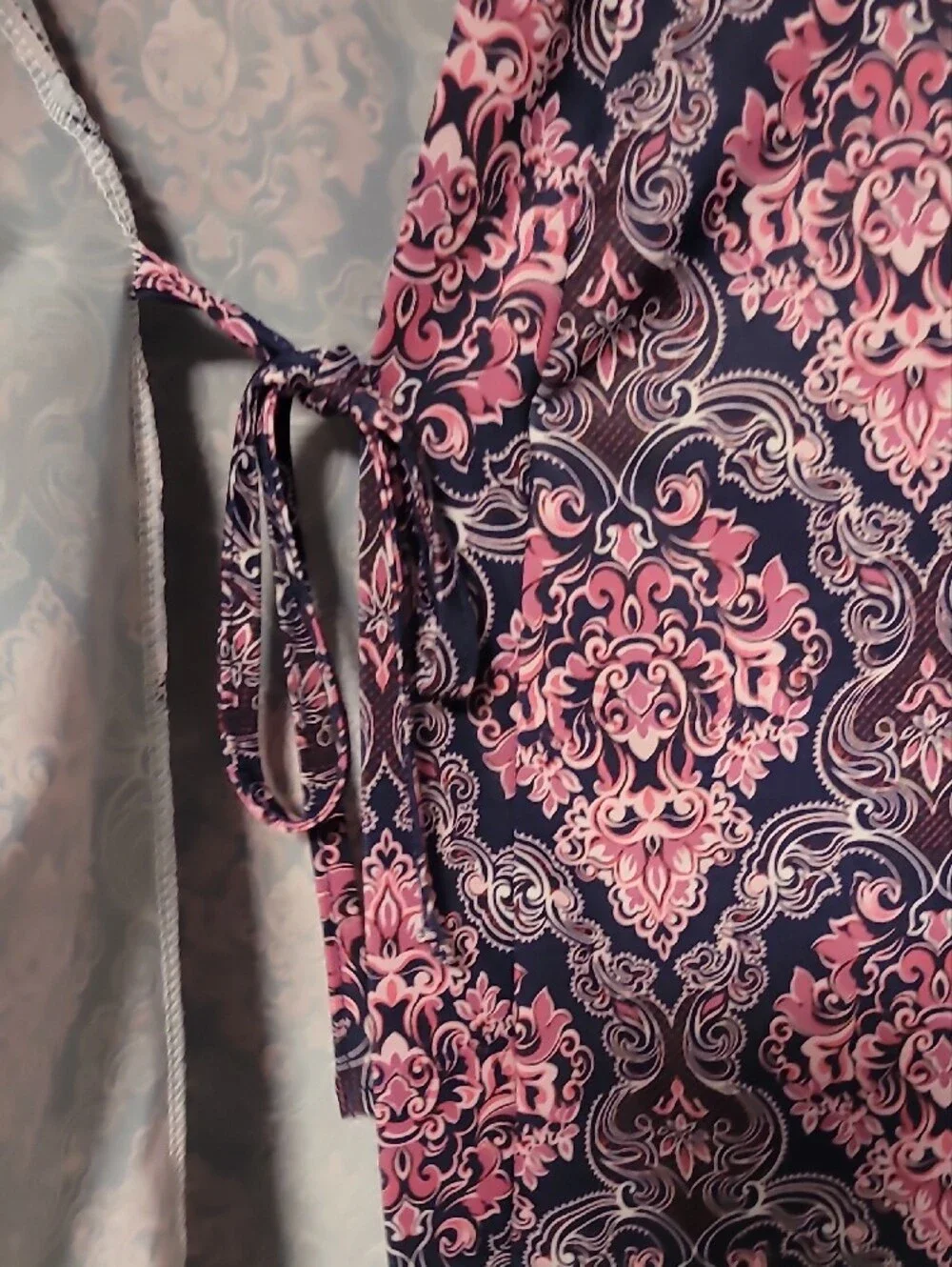Women's Pink & Black Lace-Trim Slip Nightgown and Robe Set